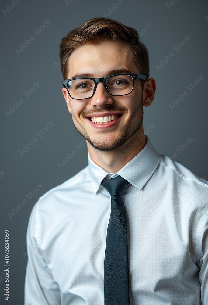 Portrait of a Smiling Businessman in Glasses and Tie Portrait of a Smiling Businessman in Glasses and Tie