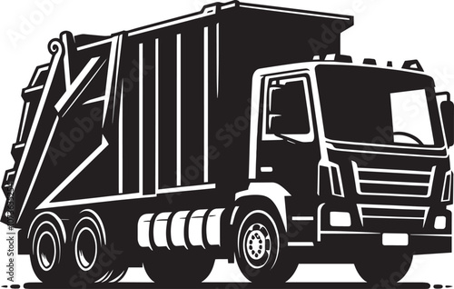 Garbage truck silhouette vector illustration isolated on a white background