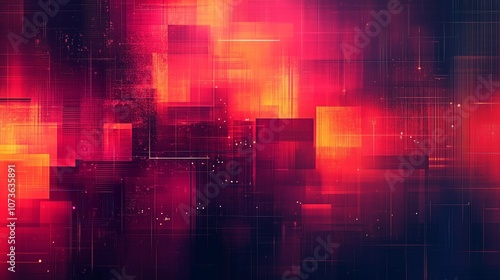 Abstract Digital Technology Background with Wavy Lines and Glowing Light in Purple and Blue Gradient on a Dark Color Palette, High-Quality 8K Resolution Wallpaper
