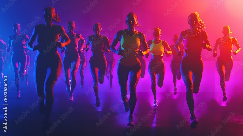 Neon Victorian Synthwave Rave, dancers, fog and lights Neon Victorian Synthwave Rave, dancers, fog and lights