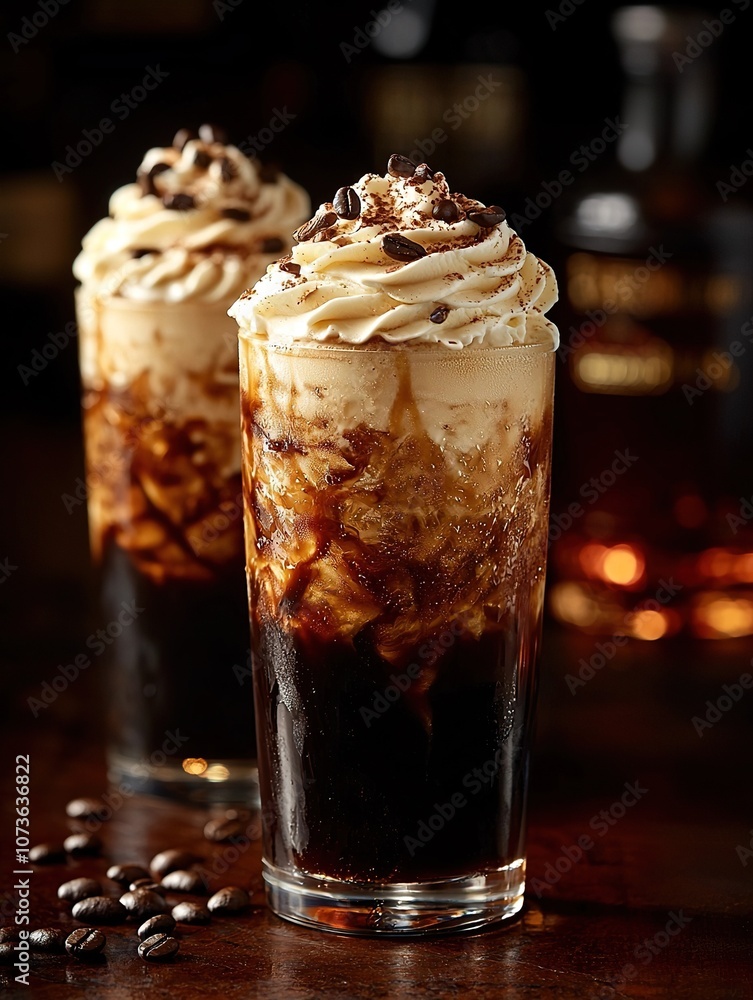 Black russian float cocktail with ice cream Black russian float cocktail with ice cream