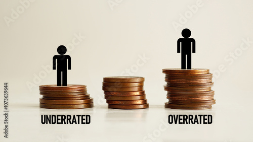 Cuadro en lienzo Overrated and underrated are shown using the text