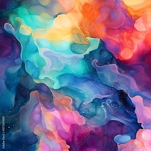abstract watercolor background with rainbow