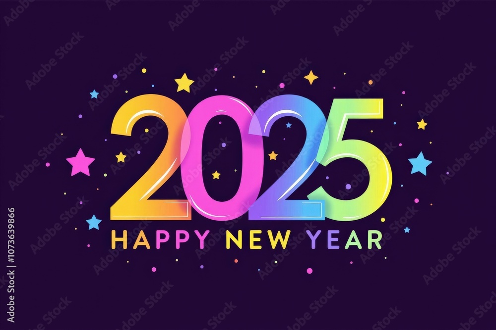 Celebrate the New Year 2025 with Colorful Joy: Vibrant Happy New Year Greeting Card for Friends and Family Celebrate the New Year 2025 with Colorful Joy: Vibrant Happy New Year Greeting Card for Friends and Family