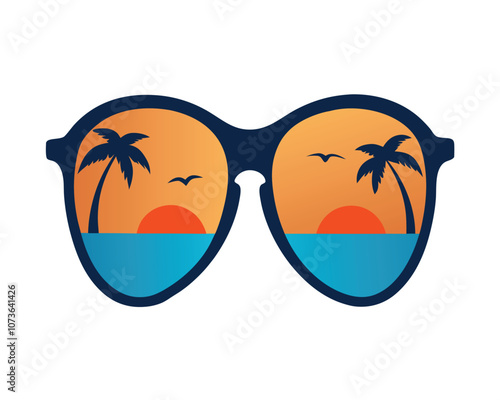 Tropical Reflection Sunglasses Vector Art photo