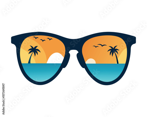 Tropical Reflection Sunglasses Vector Art photo