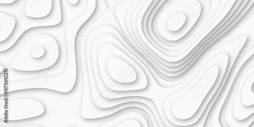 Abstract luxury white modern 3d papercut background. Minimal abstract vector wave carve diamond topography line circle creative topography map circle and wave line smooth multilayer pattern. papercut.