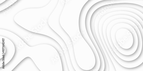 Abstract luxury white modern 3d papercut background. Minimal abstract vector wave carve diamond topography line circle creative topography map circle and wave line smooth multilayer pattern. papercut.