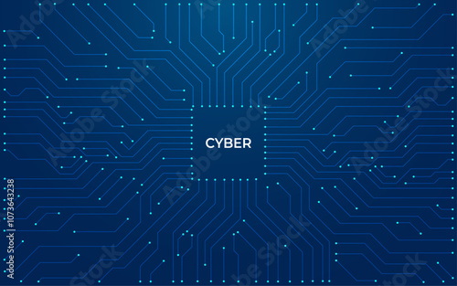 Abstract Circuit Connected Line blue background For AI, CPU and all others Technological Purposes.  