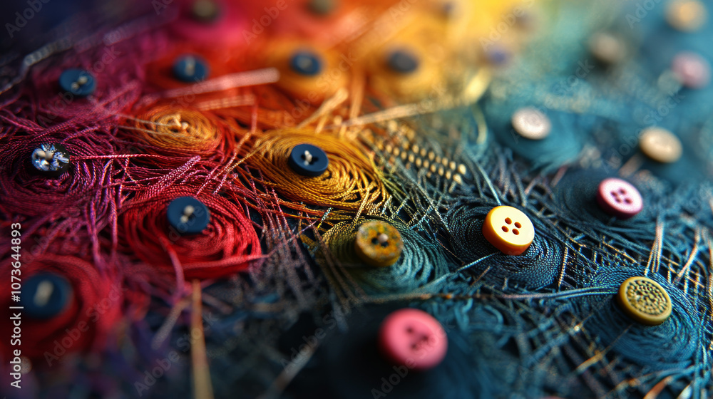 custom made wallpaper toronto digital"Textural Charm: String and Buttons Composition"