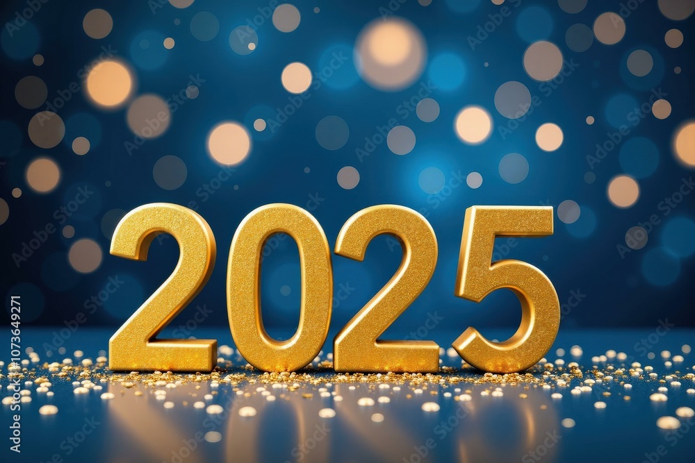 Celebrate the Future with Golden 2025 Numbers on Sparkling Blue Background, Perfect for New Year's Eve Decorations and Motivational Wall Art Celebrate the Future with Golden 2025 Numbers on Sparkling Blue Background, Perfect for New Year's Eve Decorations and Motivational Wall Art
