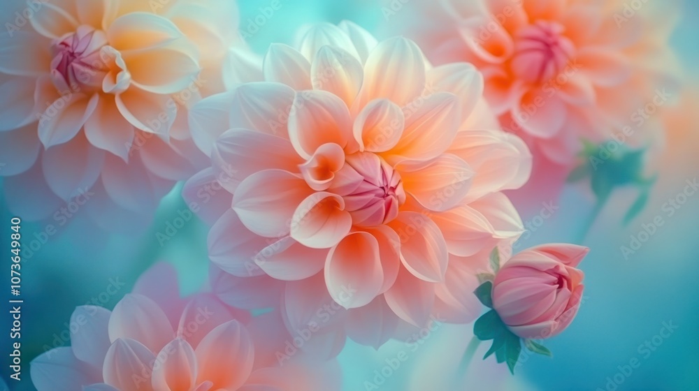 Obraz premium Delicate Peach Dahlias