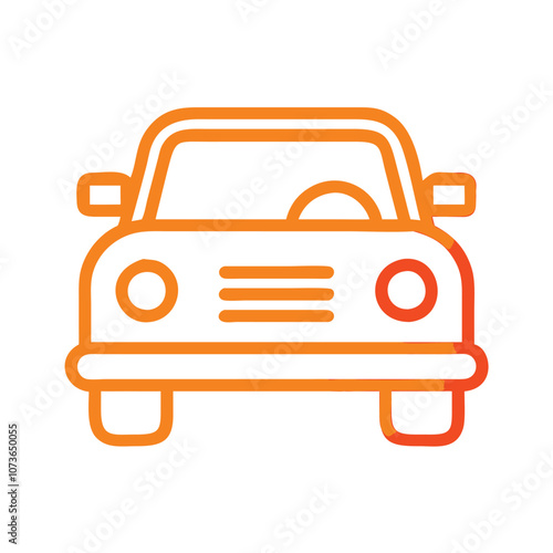 Yellow compact car vector illustration, Bright yellow compact car depicted in a flat vector style, shown from a side view, isolated on white background.
