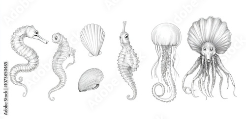 A Set of Hand-Drawn Vector Illustrations on a White Background

 photo