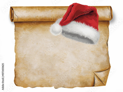 Vintage Scroll with Santa Hat