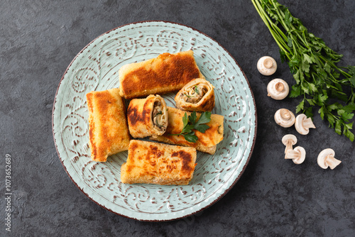 Croquettes stuffed with mushrooms and cheese