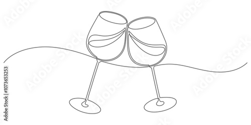 glass of champagne or wine glass line art style illustration vector eps 10