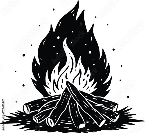 bonfire vector silhouette, fire vector, Campfire icon, flame icon