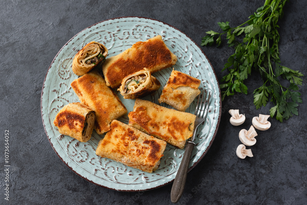 Croquettes stuffed with mushrooms and cheese