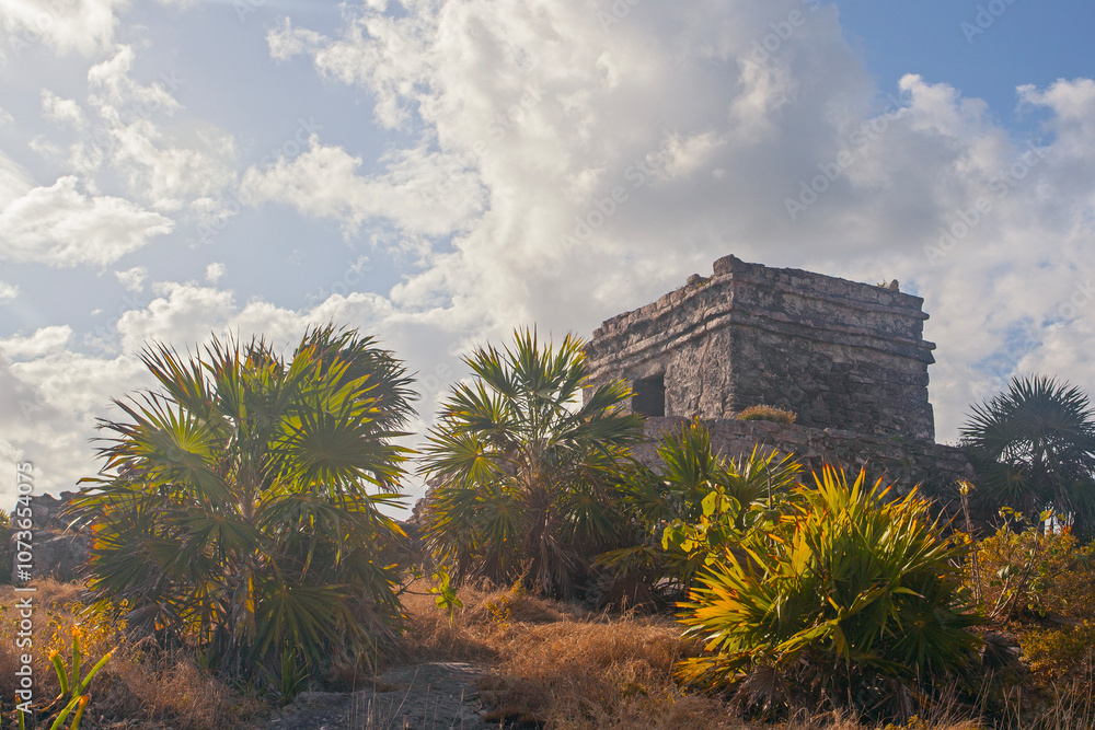 Ancient Tulum ruins near the Ocean on the Yucatan , Mexico Ancient Tulum ruins near the Ocean on the Yucatan , Mexico