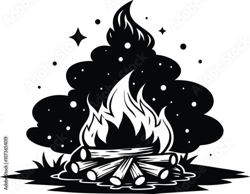 bonfire vector silhouette, fire vector, Campfire icon, flame icon