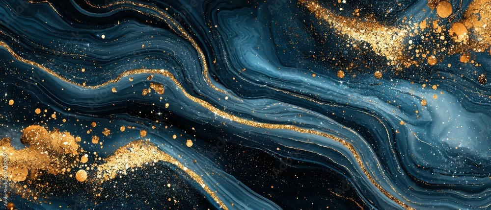 Explore the luxurious beauty of abstract sparkles in dark blue and gold designs Explore the luxurious beauty of abstract sparkles in dark blue and gold designs