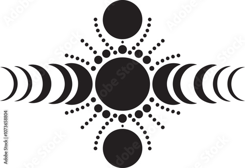 Art & Illustration of modern solar or lunar eclipse silhouette vector art