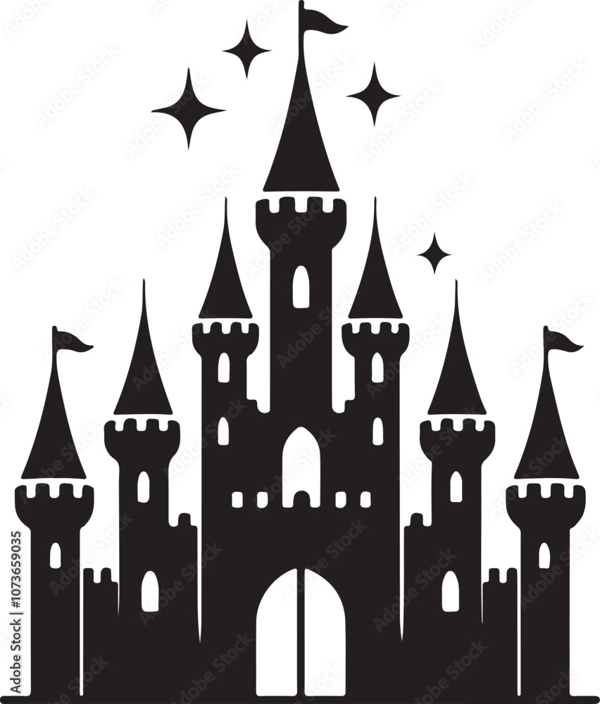 Obraz premium vintage castle silhouette vector art illustration