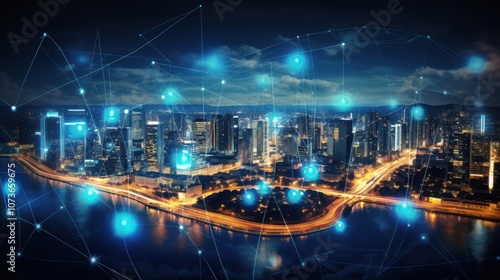 5G, 6G, Big data wireless network, high speed internet, cloud computing or connect diagram technology, Data storage, service, synchronize, online, financial, Connectivity global, smart city, Gen AI