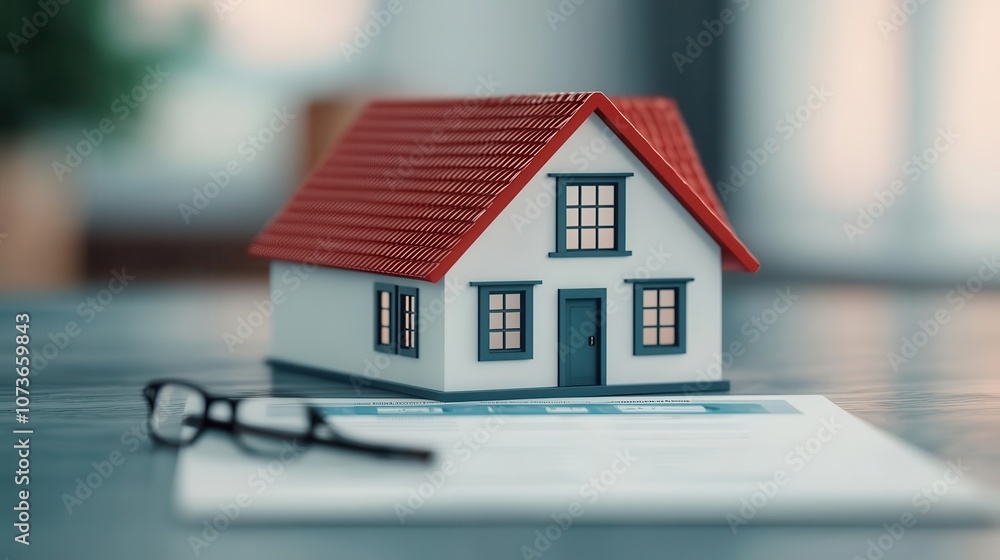 Home loan decision, real estate investment and financial paperwork, 3D illustration Home loan decision, real estate investment and financial paperwork, 3D illustration