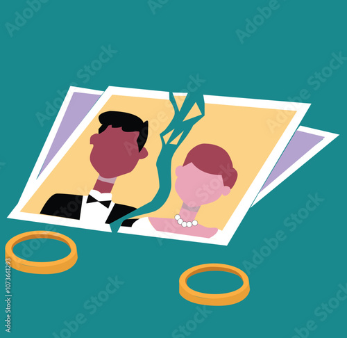 Couple conflict concept. Breakup lover or divorced marriage.