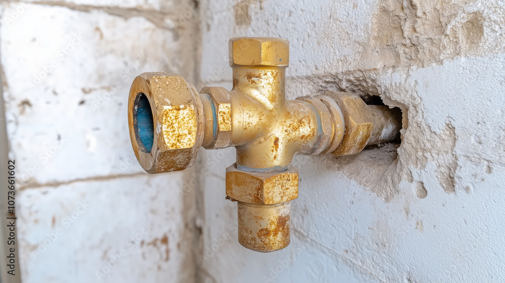 Plumbing Fixture with Copper Pipeline in Wall Plumbing Fixture with Copper Pipeline in Wall