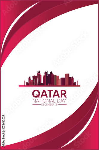 Qatar Cityscape national day celebration vector poster 