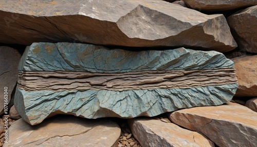A rough-edged stone with a naturally carved indentation, adding visual depth, Generative AI