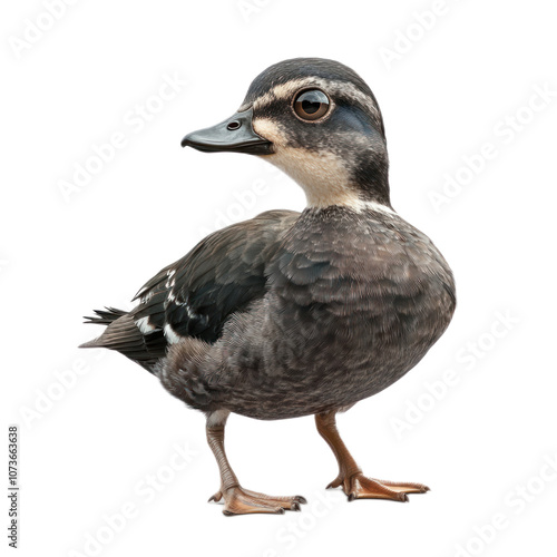 Cute Wood Duckling on White Background