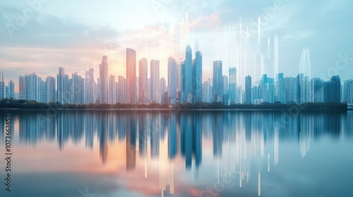 Cityscape Skyline with Reflections