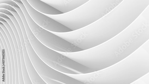 Abstract white background. Abstract waves. Loop animation. 3D. 3D rendering.