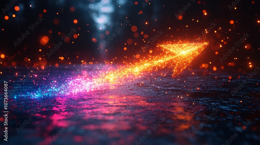 Fototapeta premium Colorful Arrow of Light Beams Flowing Forward
