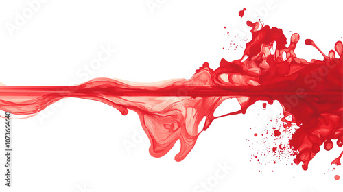 Red ink splash on white background,white isolate background