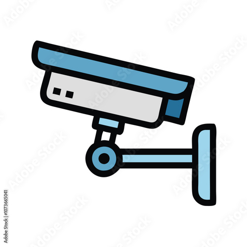 Security camera icon, Vector icon of a wall-mounted security camera, representing surveillance and monitoring equipment.