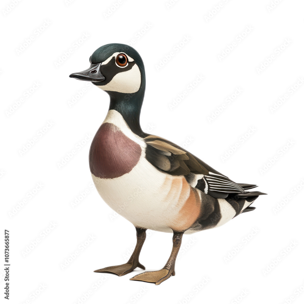 Naklejka premium Colorful Bird Standing on White Background