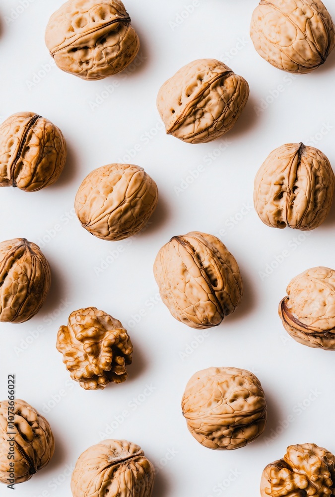 Walnut Pattern on White Background Stock Photo Walnut Pattern on White Background Stock Photo
