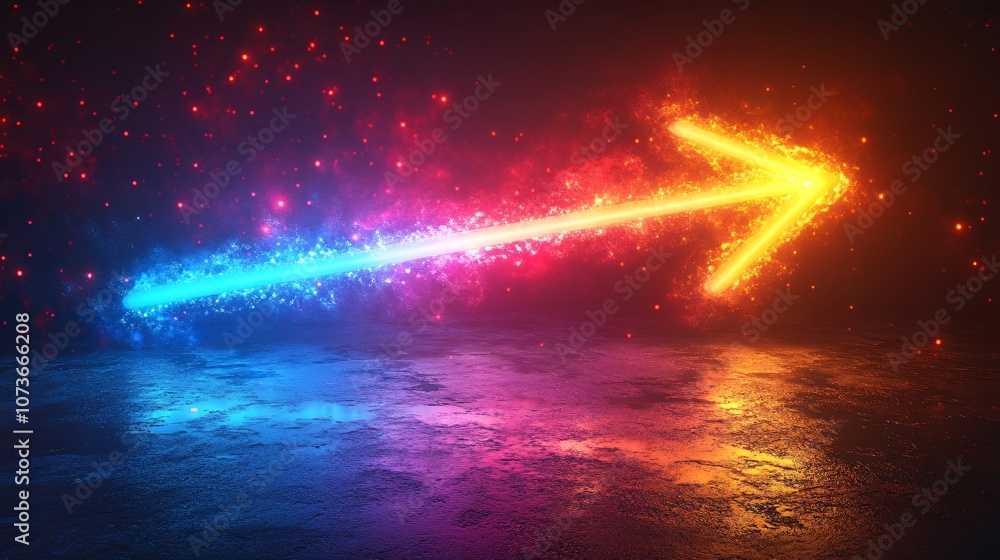 Vibrant Glowing Arrow of Colorful Light Vibrant Glowing Arrow of Colorful Light