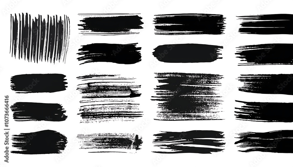 Set of various grungy and dirty brush strokes in black ink and pen styles for social media _1(661) Set of various grungy and dirty brush strokes in black ink and pen styles for social media _1(661)
