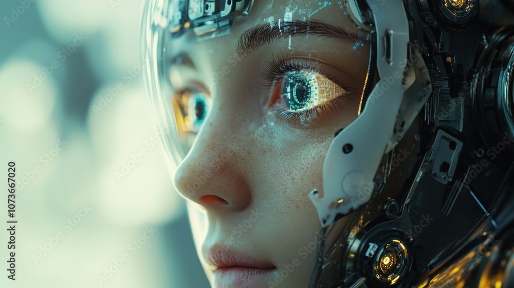 Cyberpunk Woman with Mechanical Eye Cyberpunk Woman with Mechanical Eye