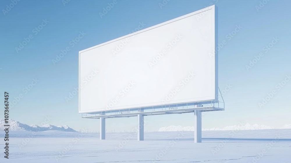 Obraz premium Winter Wonderland Billboard by Frozen Lake with Ice Skaters Gliding - Festive Advertising Scene in Ultra-Detailed Quality