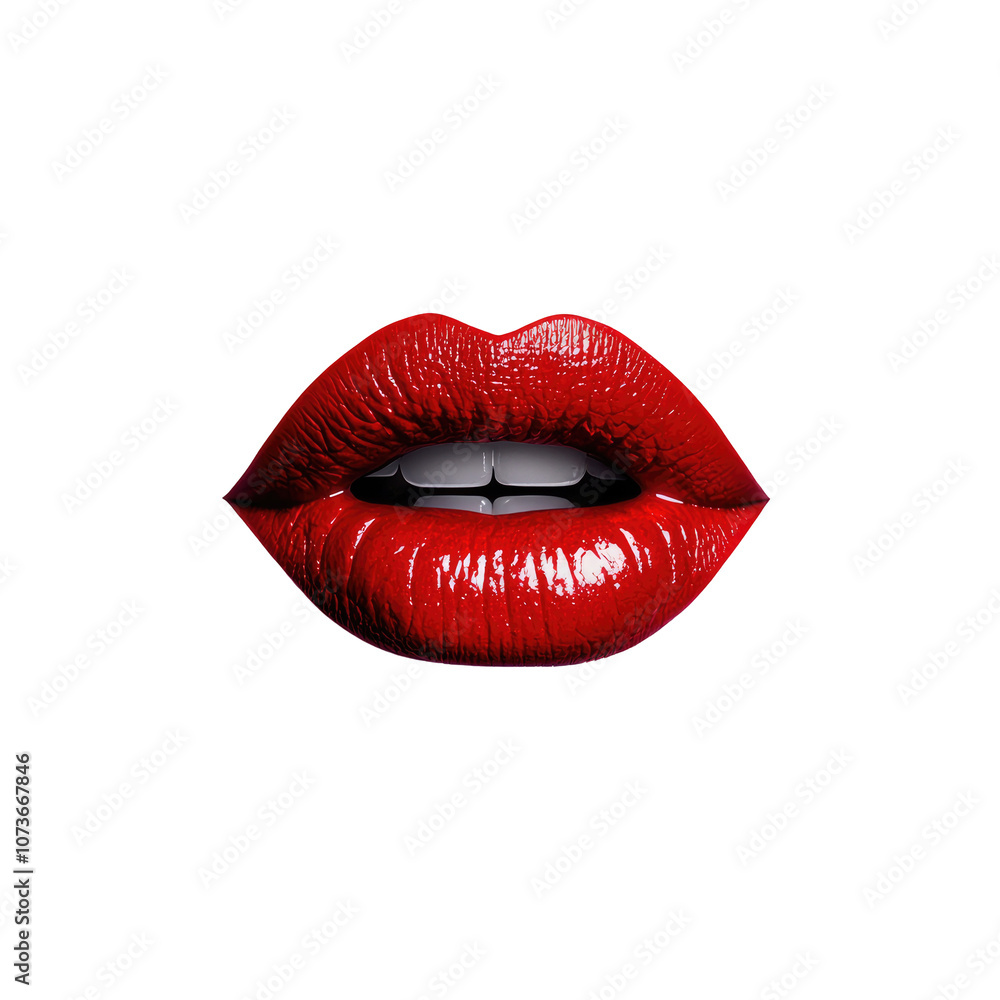 Close-up of Glossy Red Lips Displaying Vibrant Makeup and Perfectly Aligned White Teeth, Ideal for Fashion, Beauty, and Cosmetic Themes in Stock Photography Close-up of Glossy Red Lips Displaying Vibrant Makeup and Perfectly Aligned White Teeth, Ideal for Fashion, Beauty, and Cosmetic Themes in Stock Photography
