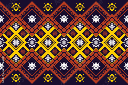 Ethnic Figure aztec embroidery style.Geometric ikat oriental traditional art pattern.Design for ethnic background,wallpaper,fashion,clothing,wrapping,fabric,element,sarong,graphic,vector illustration.