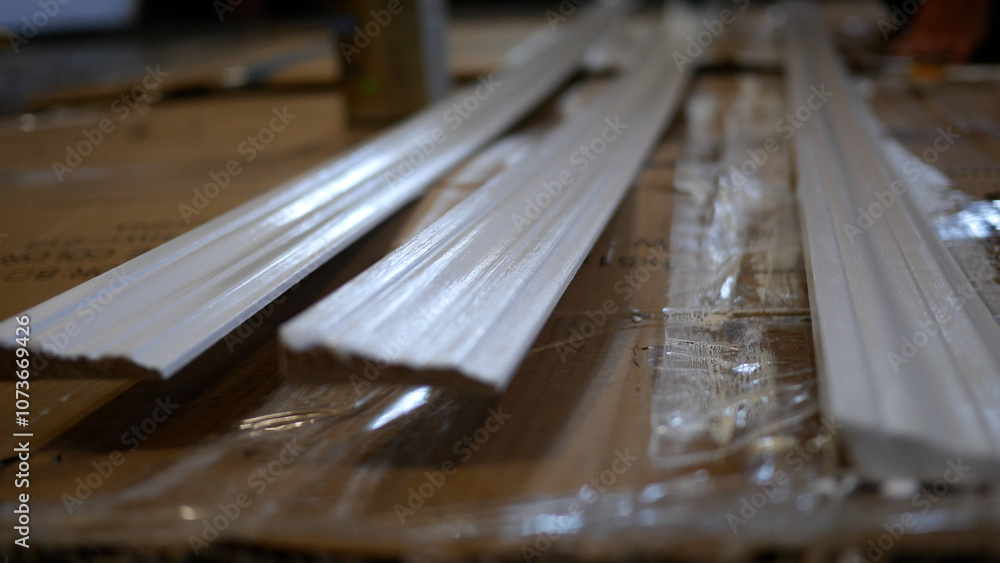 Close up of White Painted Door and Window Trim Close up of White Painted Door and Window Trim