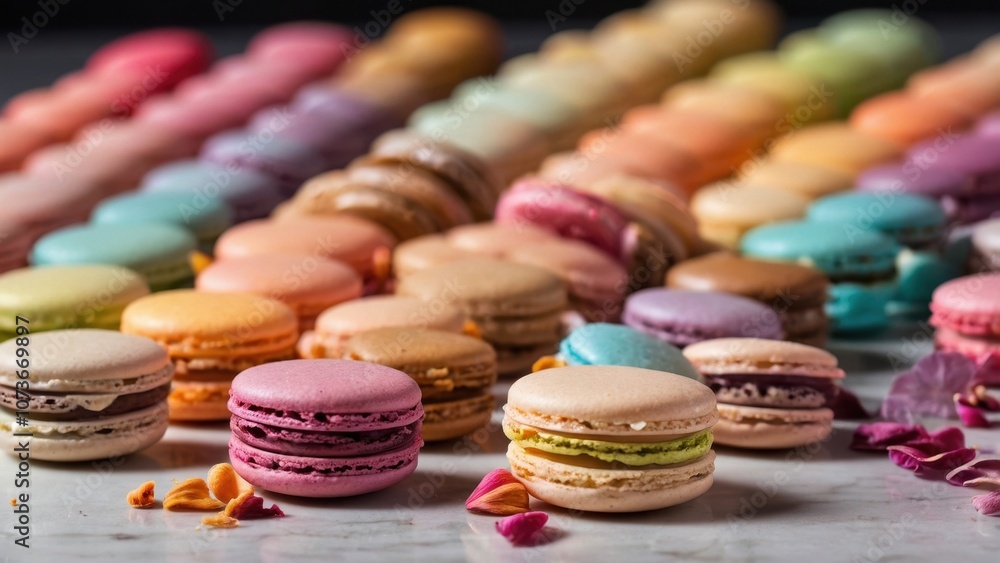 Colorful Macarons Displayed Artfully Colorful Macarons Displayed Artfully